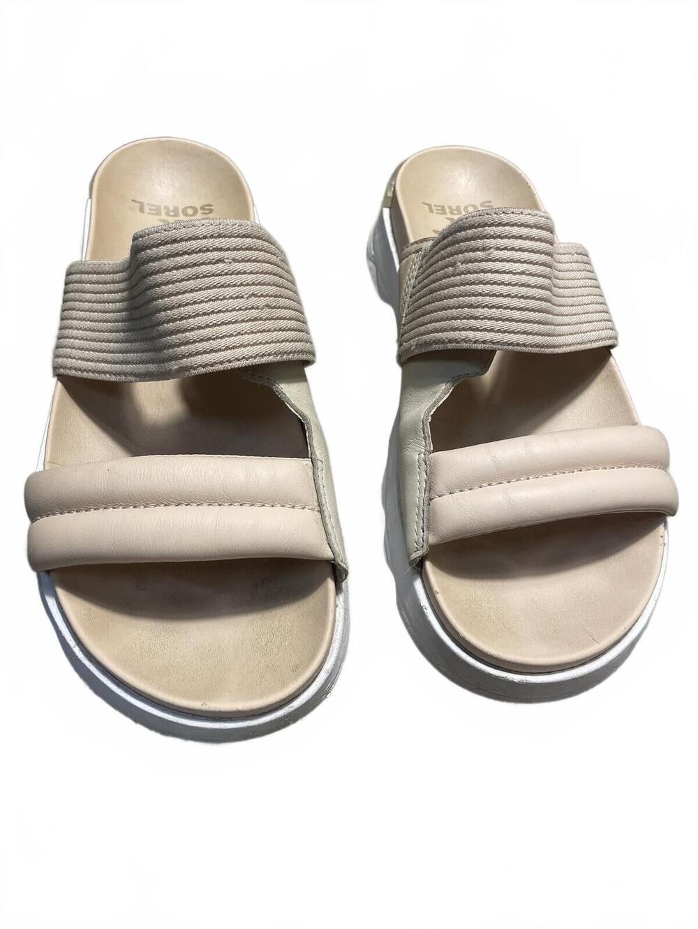 SOREL Beige Platform Slide Sandals Size 10